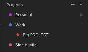 nested project gtd todoist